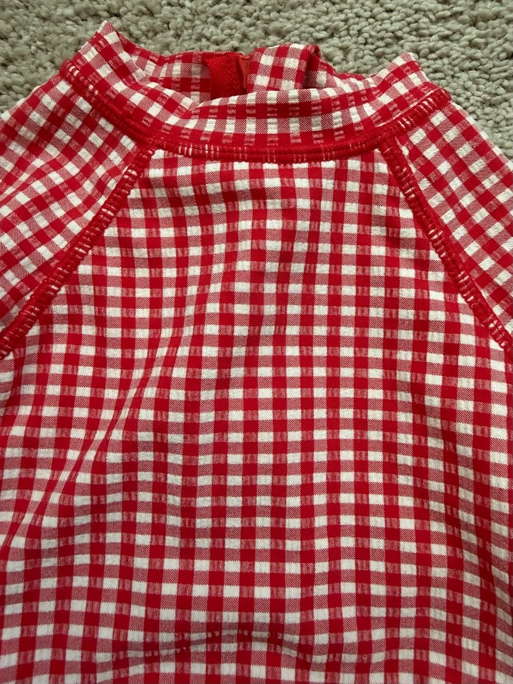 NWT Girls 12 month Red Gingham Long-Sleeve Tommy Bahama Swimsuit